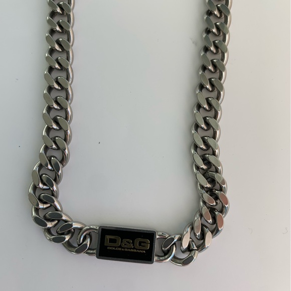 D&G/Dolce&Gabbana Silver Logo Plaque Necklace, Never worn - Picture 6 of 12